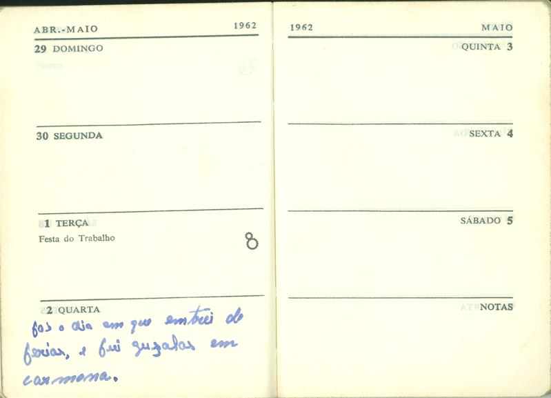 <span><p>Caderno di�rio que o marido da D. Mariana mantinha durante a sua estada na Guerra 1961-62.</p></span>