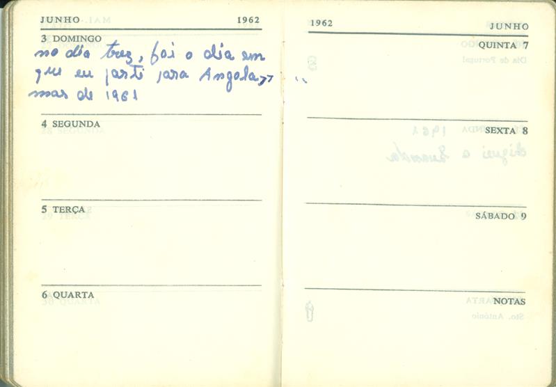 <span><p>Caderno di�rio que o marido da D. Mariana mantinha durante a sua estada na Guerra 1961-62.</p></span>