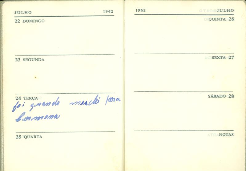 <span><p>Caderno di�rio que o marido da D. Mariana mantinha durante a sua estada na Guerra 1961-62.</p></span>