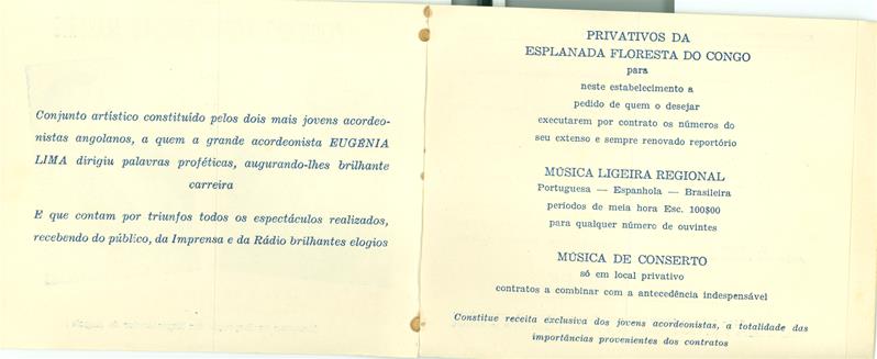 <span><p>Caderno de espect�culos “Pequenos Acordeonistas Martins do Uige”. Panfleto publicit�rio do conjunto de acordeonistas ? agenda Cultural da Cidade de Carmona.</p></span>
