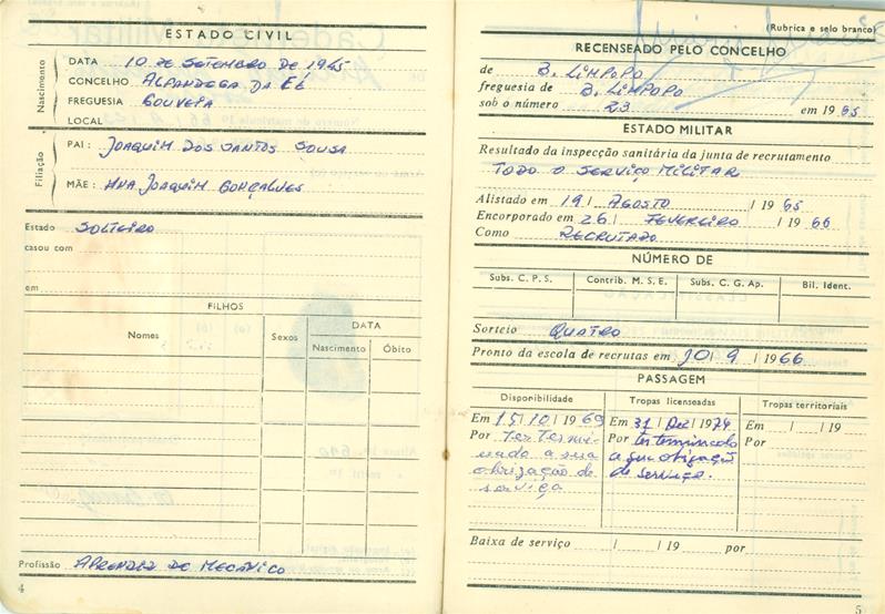 <span><p>Caderneta e bilhete de identidade.</p></span>