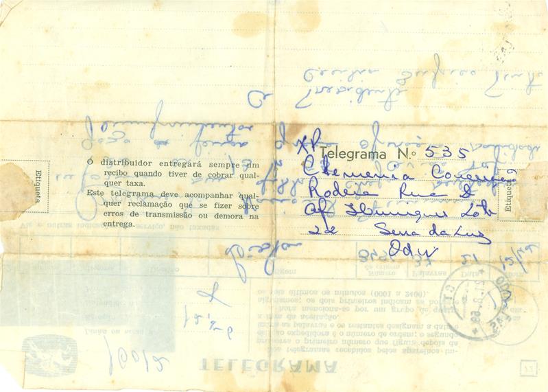 <span><p>Telegrama do Movimento Nacional Feminino de 21 de Agosto de 1969</p></span>