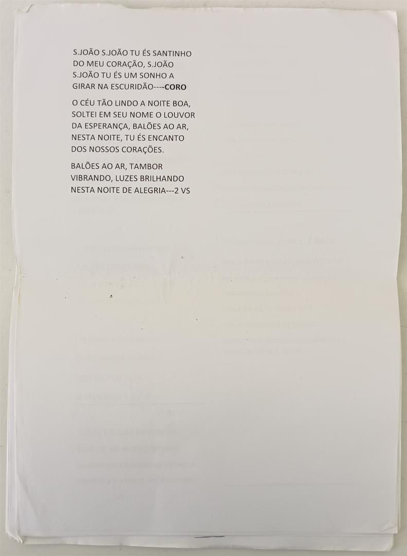 <span><p>Conjunto de letras de can��es t�picas da Marcha de S�o Jo�o.</p></span>