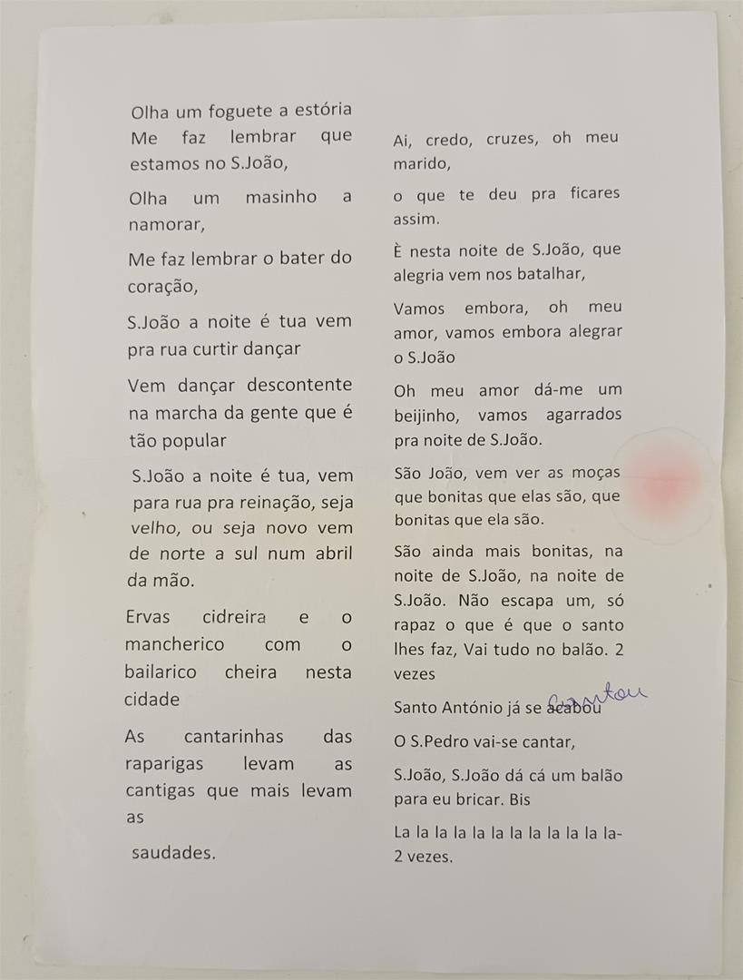 <span><p>Conjunto de letras de can��es t�picas da Marcha de S�o Jo�o.</p></span>