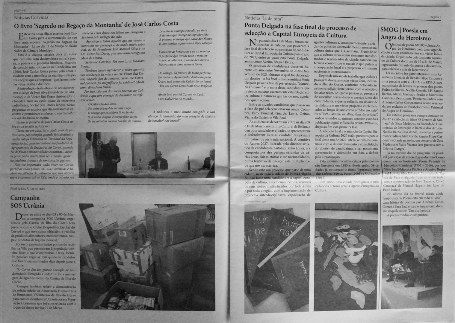 <span><p>Edi��o n� 3 do jornal Tramela Aberta, uma publica��o da Associa��o Corvo Vivo iniciada em Novembro de 2021. O jornal � composto por v�rias r�bricas relativas a mem�rias da ilha, divulga��o de atividades da associa��o e de outros projetos culturais da ilha e arquip�lago, e algumas curtas not�cias sobre a atualidade.</p></span>