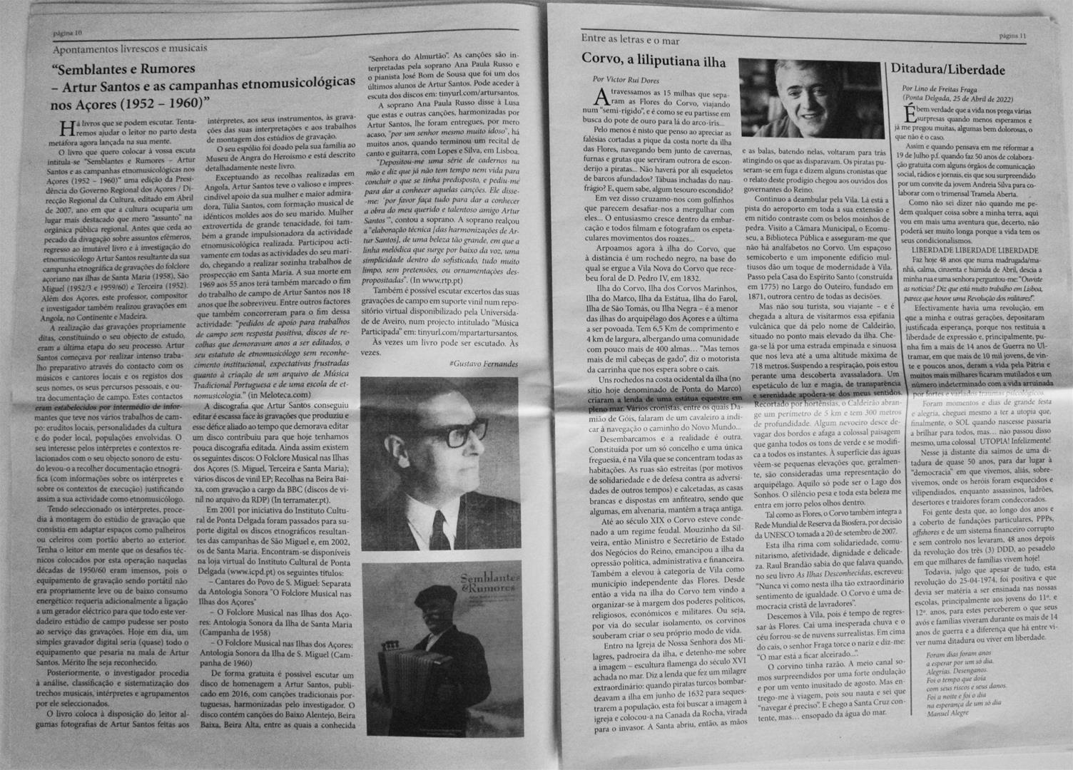 <span><p>Edi��o n� 3 do jornal Tramela Aberta, uma publica��o da Associa��o Corvo Vivo iniciada em Novembro de 2021. O jornal � composto por v�rias r�bricas relativas a mem�rias da ilha, divulga��o de atividades da associa��o e de outros projetos culturais da ilha e arquip�lago, e algumas curtas not�cias sobre a atualidade.</p></span>