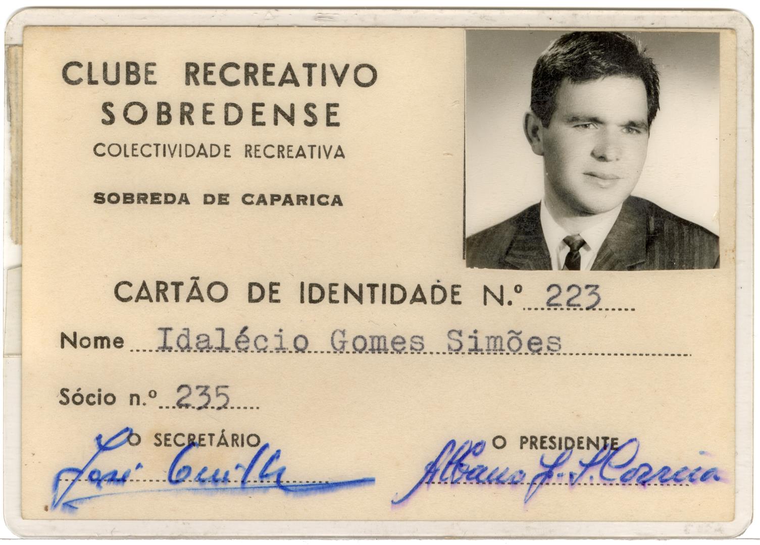 <span><p>Cart�o de S�cio do Clube Recreativo da Sobreda de Idal�cio Sim�es</p></span>