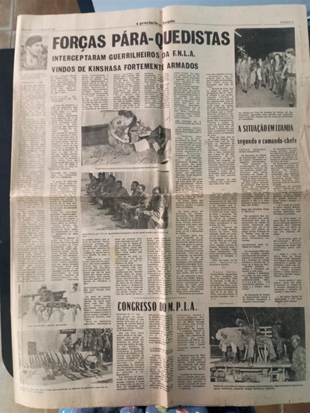 <span><p>Reportagem publicada pelo jornal "A Prov�ncia de Angola", alusiva � captura de guerrilheiros da FNLA, provenientes de Kinshasa, Rep�blica do Zaire (atualmente Rep�blica Democr�tica do Congo), pelas Tropas Paraquedistas portuguesas que tamb�m apreenderam o seu equipamento militar.</p></span>